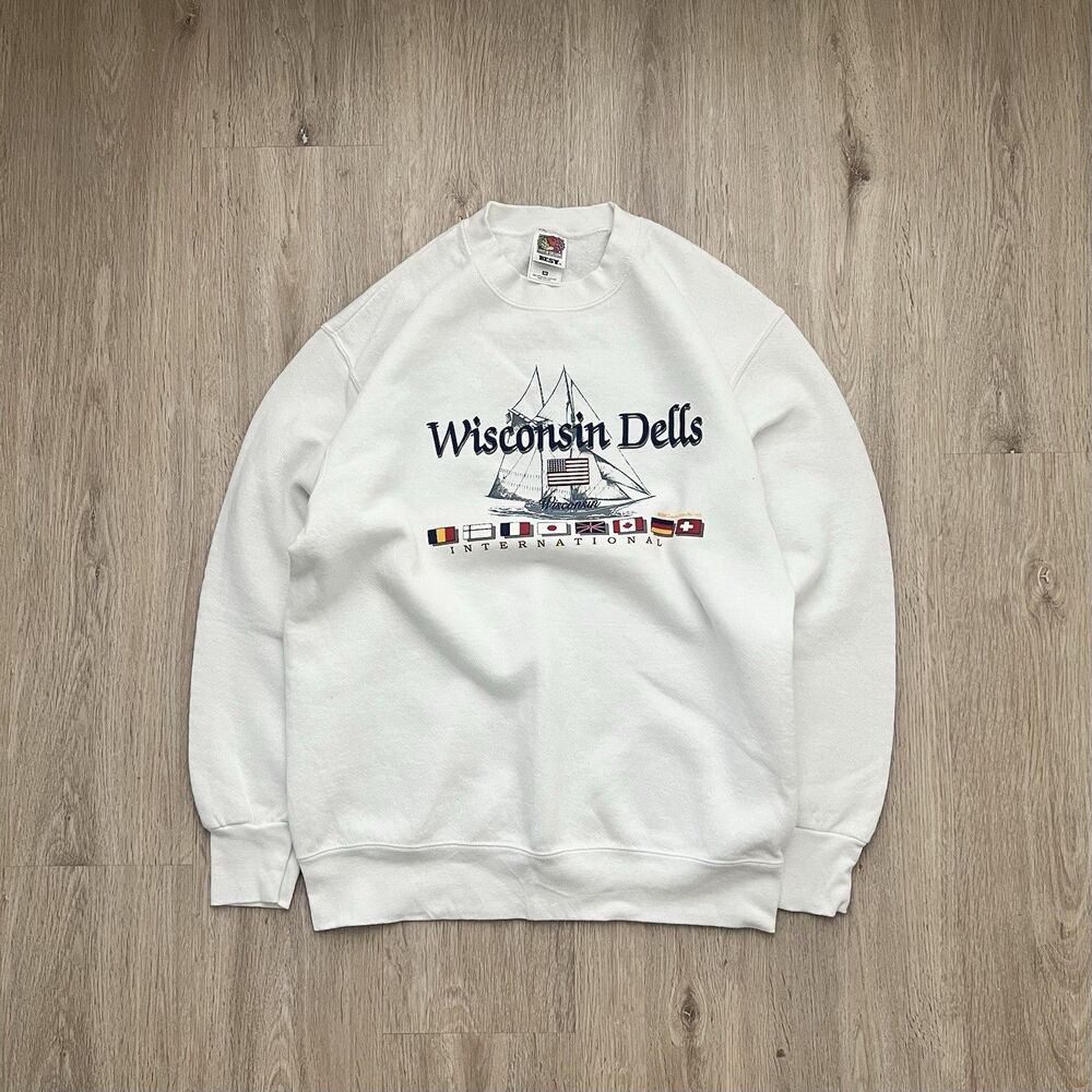 Vintage Wisconsin Dells International Sweatshirt Men’s Size M White USA